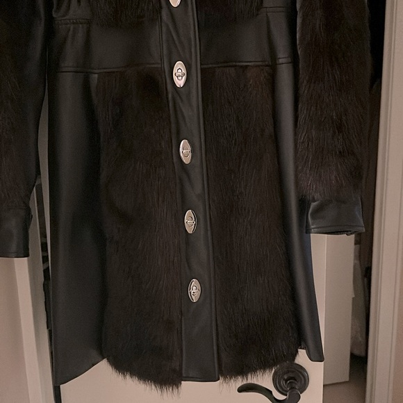 Like New Rachel Zoe real leather faux fur trim coat - Picture 6 of 10